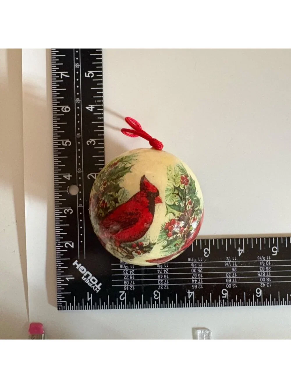 Old Fashioned Christmas Red Cardinal Paper Mache Currier Ives Ornaments Lot VTG